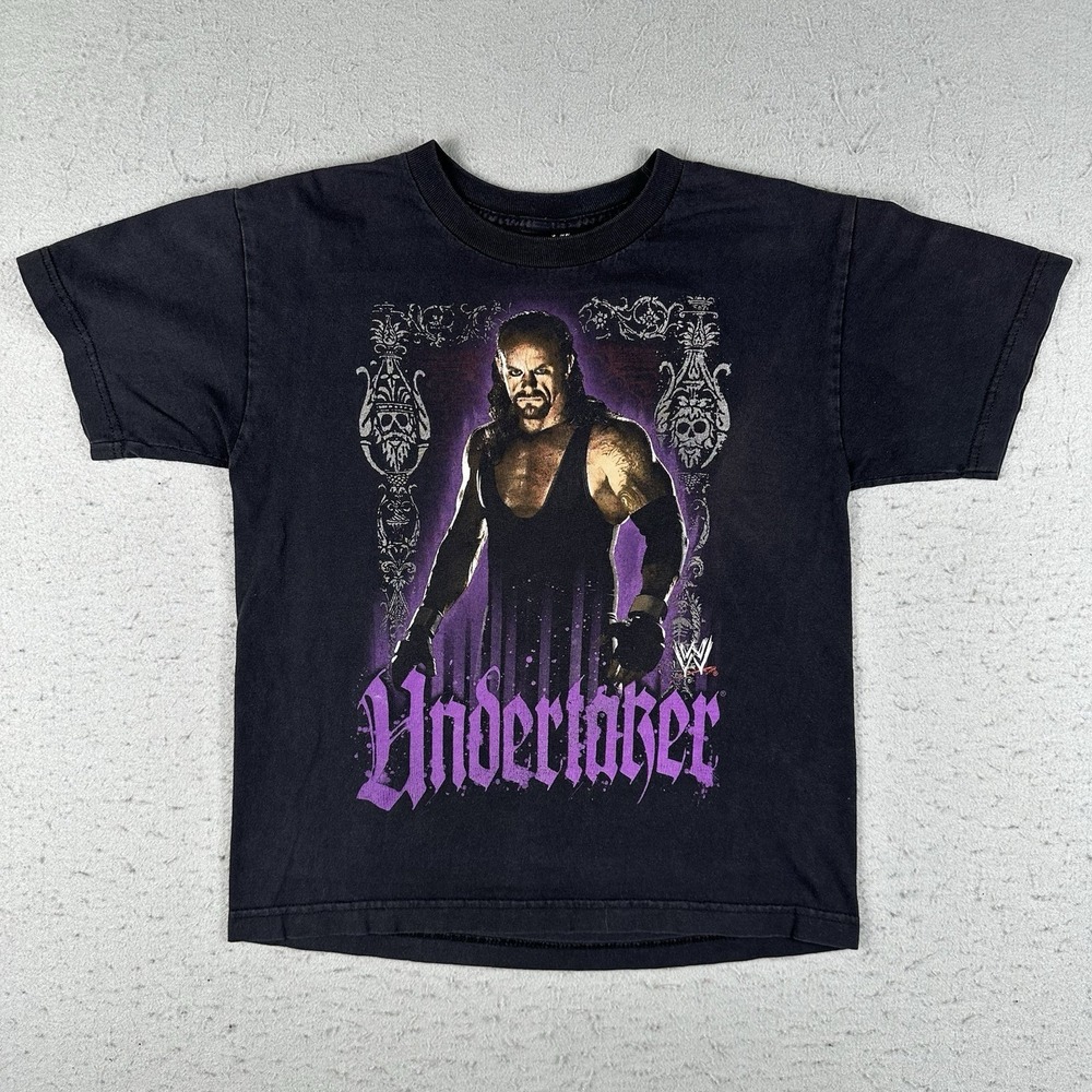 Vintage Y2K Undertaker Shirt Youth Medium Black WWE Wrestling Double Sided